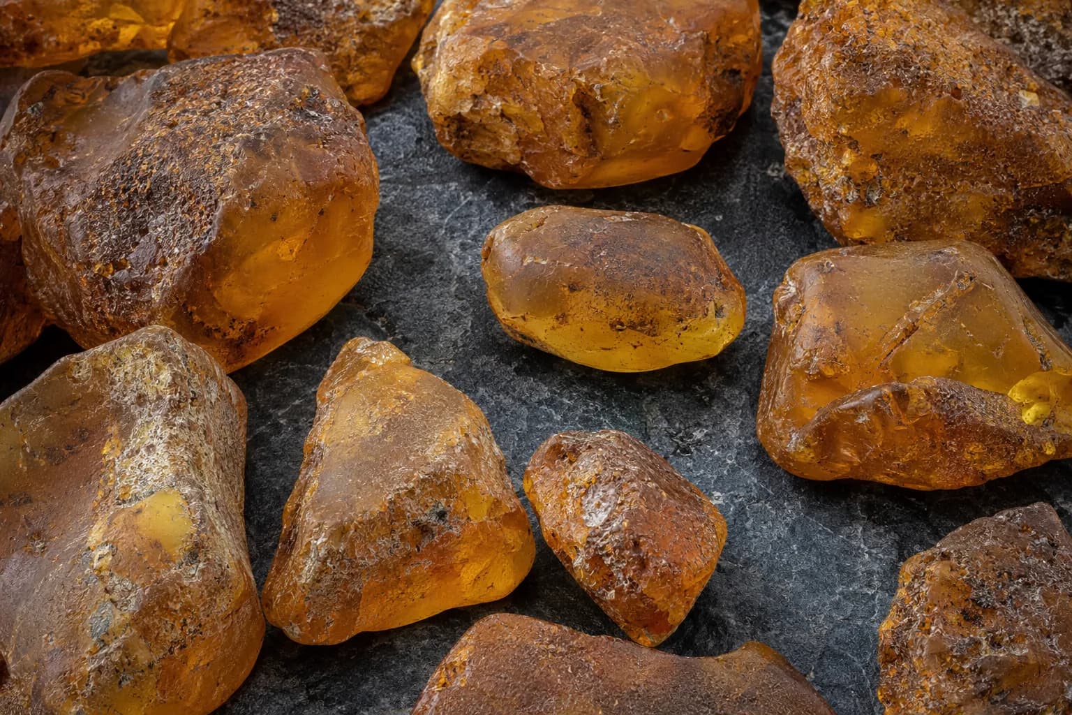 A detail of Baltic amber, the commodity traded along the Amber Road.